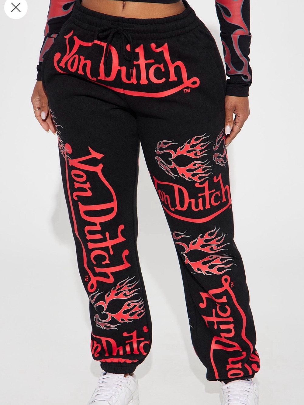 Von Dutch Flames Sweatpants with Red Flame Logos Sz medium